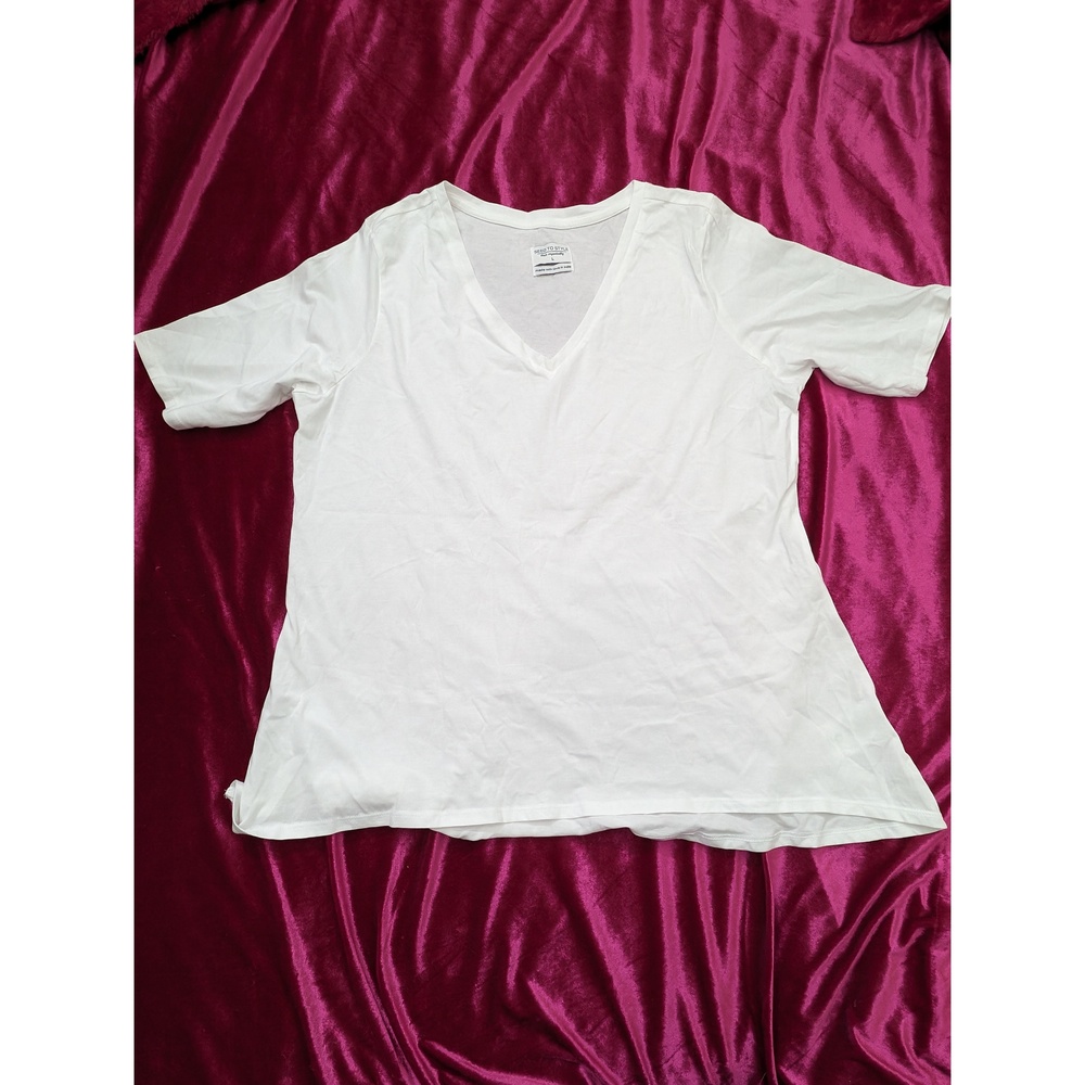 40. SEED TO STYLE Organic cotton Short-sleeve T-Shirt V Neck Everyday Sz L